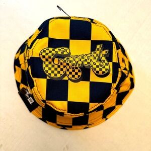 NWT Carrots by Anwar New Era Checkerboard Wordmark Bucket Hat Navy Blue Gold XL